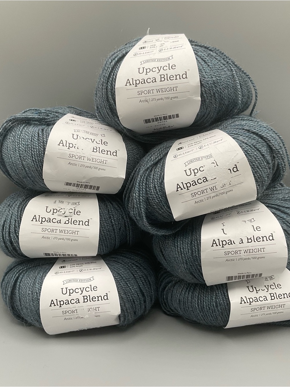 Knit Picks Upcycle Alpaca Blend Yarn Lot 7/100gr Skeins Blue